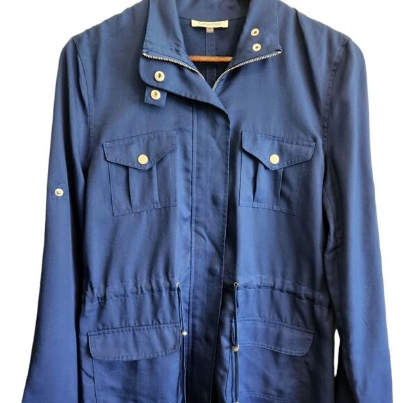 CALVIN Klein Blue Cargo Tencel Utility Jacket Size Small - Picture 1 of 8